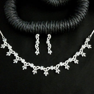 Ariel White CZ Diamond Simulant Necklace Set - ECLAT INDIAN JEWELSNecklace SetsWhite