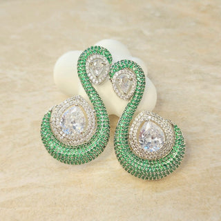 Artemis Green Swarovski Inspired CZ Diamond Simulant Earrings - ECLAT INDIAN JEWELSEarringsGreen