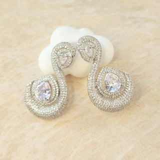 Artemis White Swarovski Inspired CZ Diamond Simulant Earrings - ECLAT INDIAN JEWELSEarringsWhite