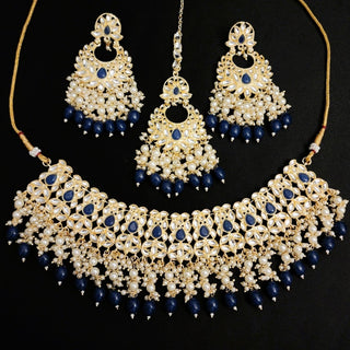 Astrid Blue Kundan Choker Necklace Set - ECLAT INDIAN JEWELSNecklace SetsBlue