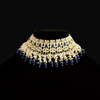 Astrid Blue Kundan Choker Necklace Set - ECLAT INDIAN JEWELSNecklace SetsBlue