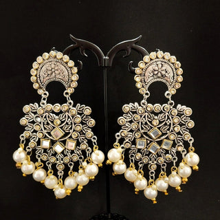 Aubree White German Silver Earrings - ECLAT INDIAN JEWELSEarringsSilver