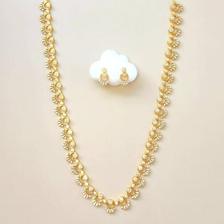 Aurelia CZ Diamond Simulant Long Necklace Set - ECLAT INDIAN JEWELSNecklace SetsWhite
