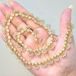 Aurelia CZ Diamond Simulant Long Necklace Set - ECLAT INDIAN JEWELSNecklace SetsWhite