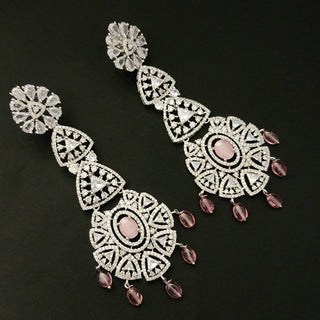 Aurelia Pink Long CZ Earrings - ECLAT INDIAN JEWELSEarringsPink