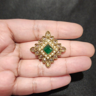 Avalon Polki Green Adjustable Ring - ECLAT INDIAN JEWELSRingsGreen