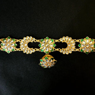 Aveline Green Borla Kundan Sheesh Phool - ECLAT INDIAN JEWELSMatha Patti, Sheesh PhoolGreen