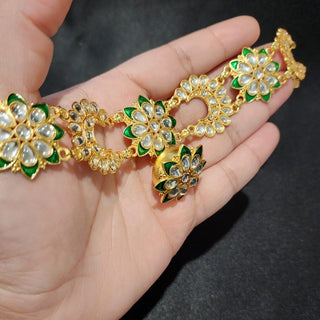 Aveline Green Borla Kundan Sheesh Phool - ECLAT INDIAN JEWELSMatha Patti, Sheesh PhoolGreen