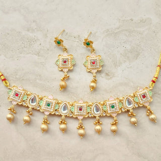 Avya Kemp Rajwadi Choker Necklace Set - ECLAT INDIAN JEWELSNecklace SetsGold