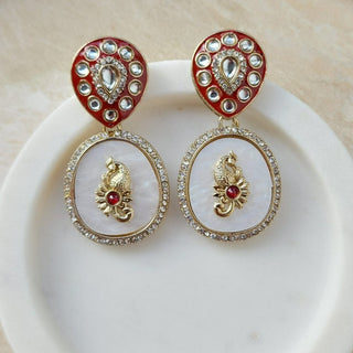 Ayesha Kundan Red Mother of Pearl Earrings - ECLAT INDIAN JEWELSEarringsRed