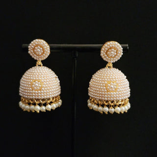 Bambi White Pearl Jhumki Earrings - ECLAT INDIAN JEWELSEarringsWhite