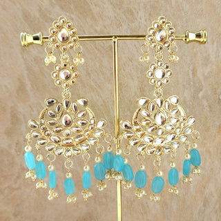 Becca Light Blue Kundan Necklace Set with Tikka - ECLAT INDIAN JEWELSNecklace SetsBlue
