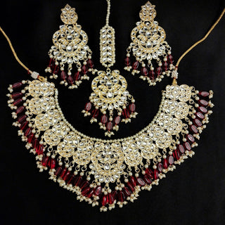 Becca Ruby Kundan Necklace Set with Tikka - ECLAT INDIAN JEWELSNecklace SetsRuby