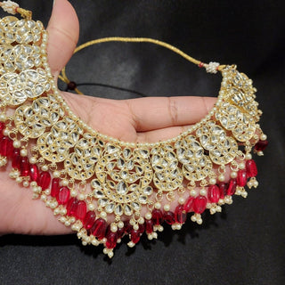 Becca Ruby Kundan Necklace Set with Tikka - ECLAT INDIAN JEWELSNecklace SetsRuby