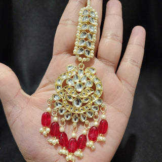 Becca Ruby Kundan Necklace Set with Tikka - ECLAT INDIAN JEWELSNecklace SetsRuby