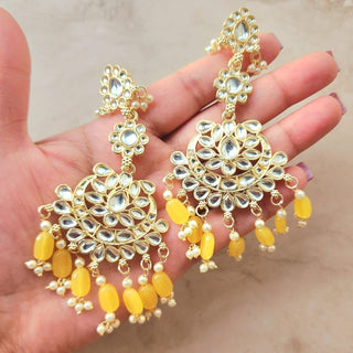 Becca Yellow Kundan Necklace Set with Tikka - ECLAT INDIAN JEWELSNecklace SetsYellow
