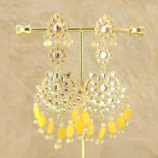 Becca Yellow Kundan Necklace Set with Tikka - ECLAT INDIAN JEWELSNecklace SetsYellow