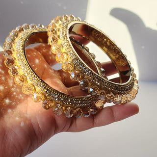 Belanna Gold Pacheli Glass Kada Bangles (Pair) (2.4,2.6, 2.8) - ECLAT INDIAN JEWELSBangle, Kadas & Bracelets2.6