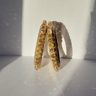 Belanna Gold Pacheli Glass Kada Bangles (Pair) (2.4,2.6, 2.8) - ECLAT INDIAN JEWELSBangle, Kadas & Bracelets2.6