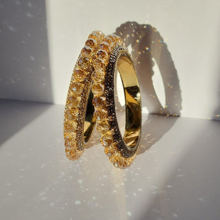 Belanna Gold Pacheli Glass Kada Bangles (Pair) (2.4,2.6, 2.8) - ECLAT INDIAN JEWELSBangle, Kadas & Bracelets2.6