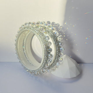 Belanna Silver Pacheli Glass Kada Bangles (Pair) (2.4,2.6, 2.8) - ECLAT INDIAN JEWELSBangle, Kadas & Bracelets2.6