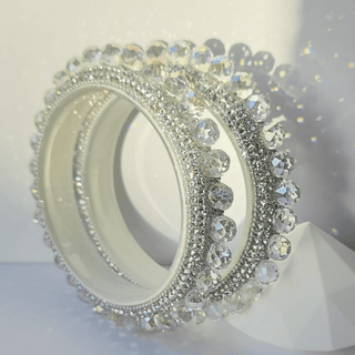 Belanna Silver Pacheli Glass Kada Bangles (Pair) (2.4,2.6, 2.8) - ECLAT INDIAN JEWELSBangle, Kadas & Bracelets2.6