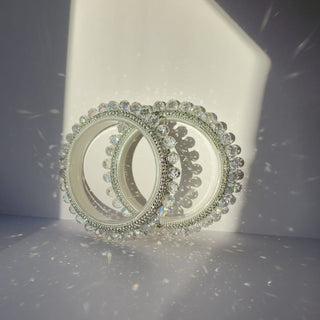 Belanna Silver Pacheli Glass Kada Bangles (Pair) (2.4,2.6, 2.8) - ECLAT INDIAN JEWELSBangle, Kadas & Bracelets2.6