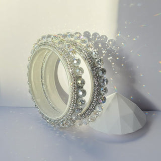 Belanna Silver Pacheli Glass Kada Bangles (Pair) (2.4,2.6, 2.8) - ECLAT INDIAN JEWELSBangle, Kadas & Bracelets2.6