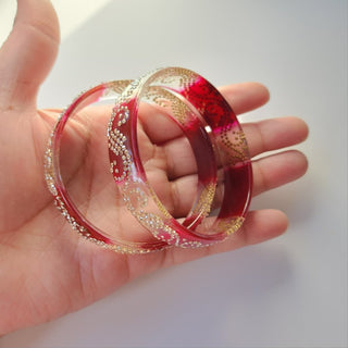 Belinda Dark Red Glass Kada Bangles (Pair) (2.4,2.6, 2.8) - ECLAT INDIAN JEWELSBangle, Kadas & Bracelets2.6
