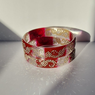 Belinda Dark Red Glass Kada Bangles (Pair) (2.4,2.6, 2.8)