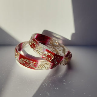 Belinda Dark Red Glass Kada Bangles (Pair) (2.4,2.6, 2.8) - ECLAT INDIAN JEWELSBangle, Kadas & Bracelets2.6