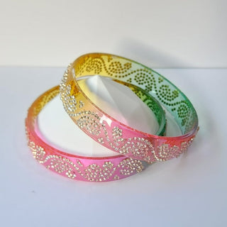 Belinda Multicolour Glass Kada Bangles (Pair) (2.4,2.6, 2.8) - ECLAT INDIAN JEWELSBangle, Kadas & Bracelets2.6