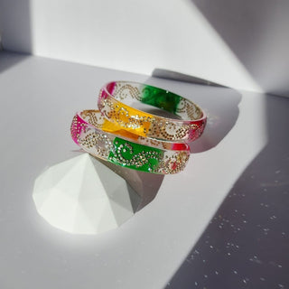 Belinda Multicolour Glass Kada Bangles (Pair) (2.4,2.6, 2.8) - ECLAT INDIAN JEWELSBangle, Kadas & Bracelets2.6