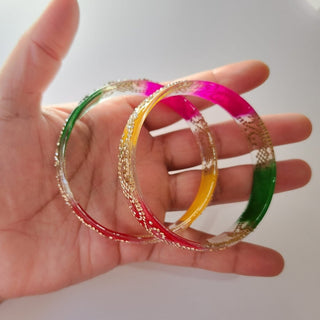 Belinda Multicolour Glass Kada Bangles (Pair) (2.4,2.6, 2.8) - ECLAT INDIAN JEWELSBangle, Kadas & Bracelets2.6