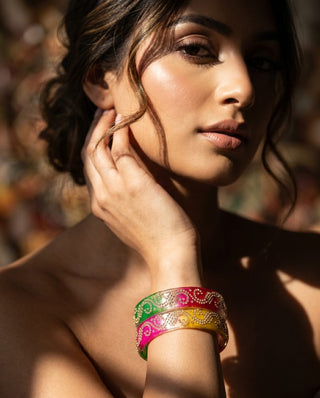 Belinda Multicolour Glass Kada Bangles (Pair) (2.4,2.6, 2.8) - ECLAT INDIAN JEWELSBangle, Kadas & Bracelets2.6