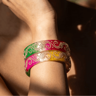 Belinda Multicolour Glass Kada Bangles (Pair) (2.4,2.6, 2.8) - ECLAT INDIAN JEWELSBangle, Kadas & Bracelets2.6