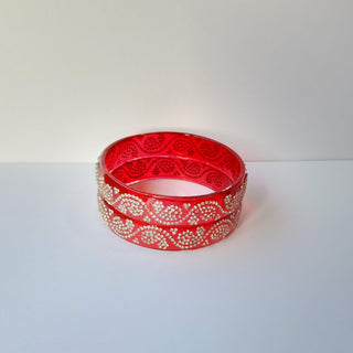 Belinda Red Glass Kada Bangles (Pair) (2.4,2.6, 2.8) - ECLAT INDIAN JEWELSBangle, Kadas & Bracelets2.6