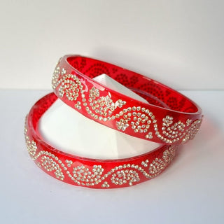 Belinda Red Glass Kada Bangles (Pair) (2.4,2.6, 2.8) - ECLAT INDIAN JEWELSBangle, Kadas & Bracelets2.6