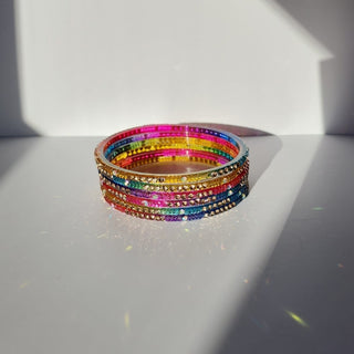 Belissa Multicolour Glass Bangles (Set of 6) (2.4,2.6, 2.8) - ECLAT INDIAN JEWELSBangle, Kadas & Bracelets2.6