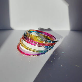 Belissa Multicolour Glass Bangles (Set of 6) (2.4,2.6, 2.8) - ECLAT INDIAN JEWELSBangle, Kadas & Bracelets2.6