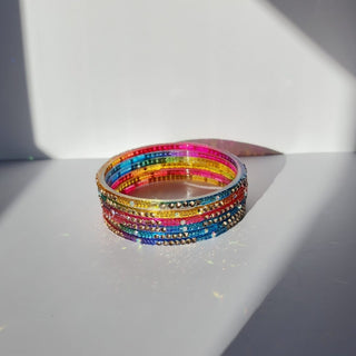 Belissa Multicolour Glass Bangles (Set of 6) (2.4,2.6, 2.8) - ECLAT INDIAN JEWELSBangle, Kadas & Bracelets2.6