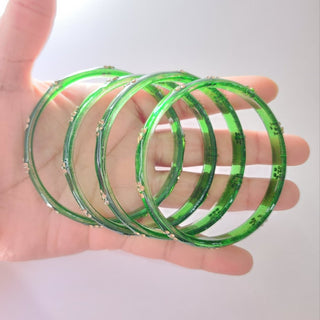 Bella Green Glass Bangles (Set of 4) (2.6, 2.8) - ECLAT INDIAN JEWELSBangle, Kadas & Bracelets2.6