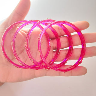 Bella Rani Pink Glass Bangles (Set of 4) (2.6, 2.8) - ECLAT INDIAN JEWELSBangle, Kadas & Bracelets2.6