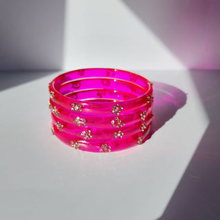 Bella Rani Pink Glass Bangles (Set of 4) (2.6, 2.8) - ECLAT INDIAN JEWELSBangle, Kadas & Bracelets2.6