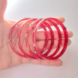 Bella Red Glass Bangles (Set of 4) (2.6, 2.8) - ECLAT INDIAN JEWELSBangle, Kadas & Bracelets2.6