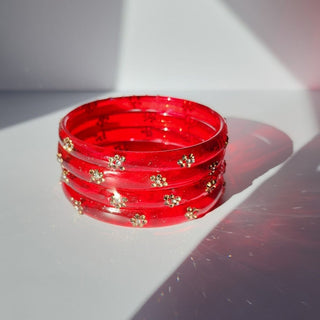 Bella Red Glass Bangles (Set of 4) (2.6, 2.8) - ECLAT INDIAN JEWELSBangle, Kadas & Bracelets2.6