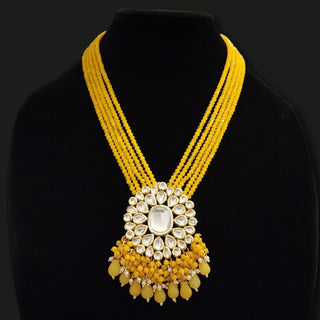 Bella Yellow Uncut Kundan Necklace Set - ECLAT INDIAN JEWELSNecklace SetsYellow