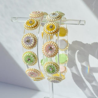 Bellarose Pastel Multicolour Glass Kada Bangles (Pair) (2.4,2.6, 2.8) - ECLAT INDIAN JEWELSBangle, Kadas & Bracelets2.6
