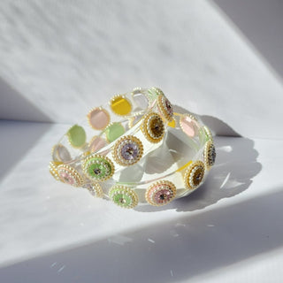 Bellarose Pastel Multicolour Glass Kada Bangles (Pair) (2.4,2.6, 2.8) - ECLAT INDIAN JEWELSBangle, Kadas & Bracelets2.6