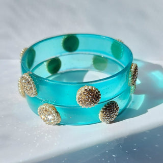 Bellarose Teal Blue Glass Kada Bangles (Pair) (2.4,2.6, 2.8) - ECLAT INDIAN JEWELSBangle, Kadas & Bracelets2.6